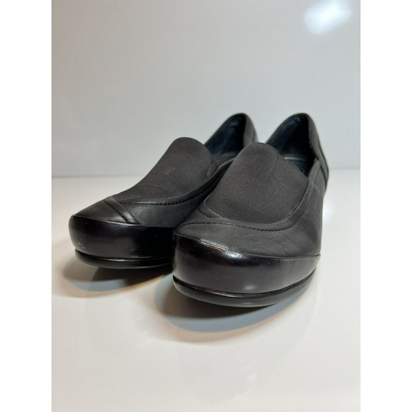 Women’s Dansko Black Leather Comfort Clogs Stretch Knit, Size 8 in US. - Picture 2 of 11